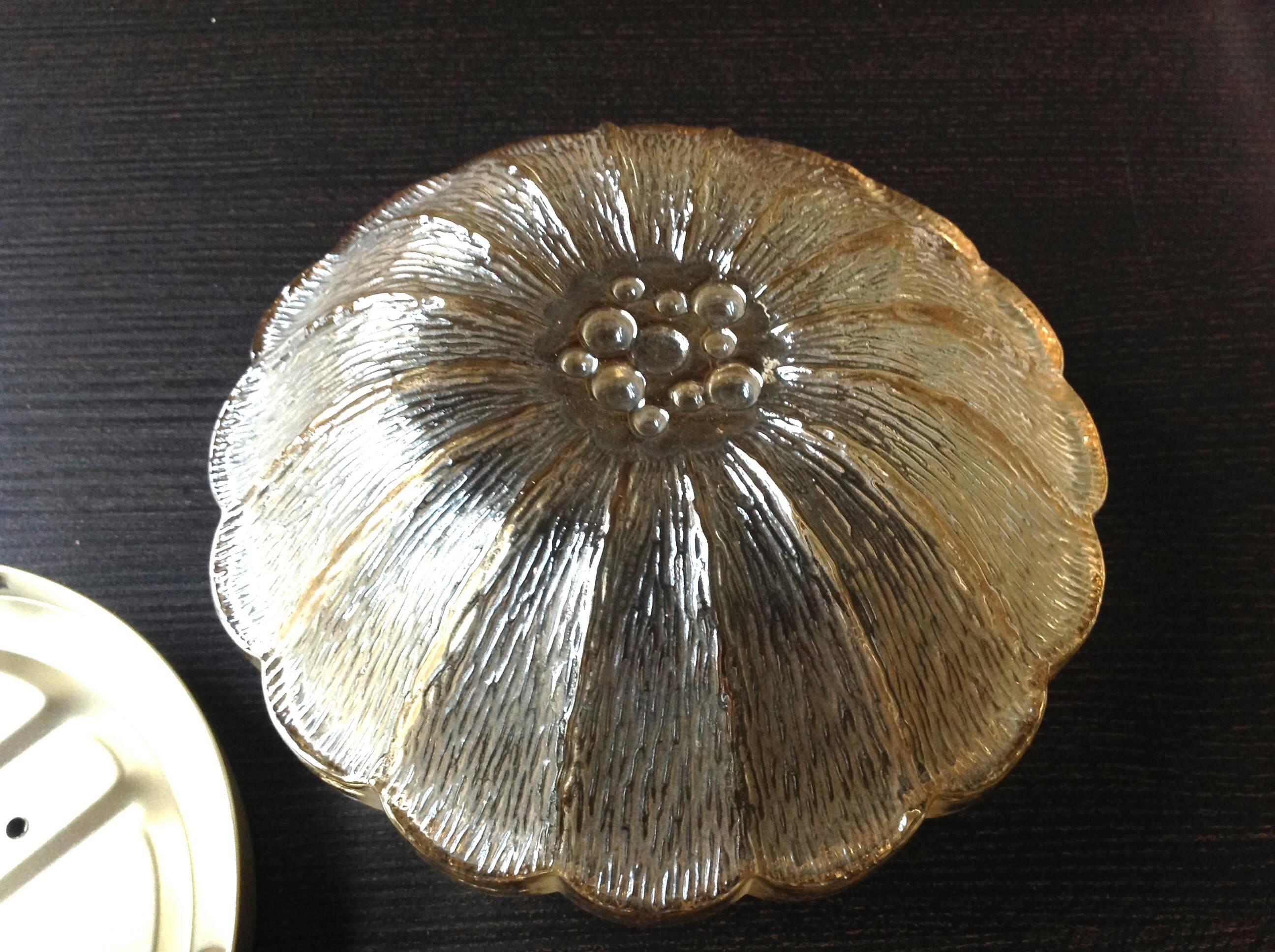 Amber glass ceiling rose by Limburg / vintage 1960s