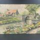 Watercolor on cardboard, house of the stone bridge, (brittany), signed A. Michelin