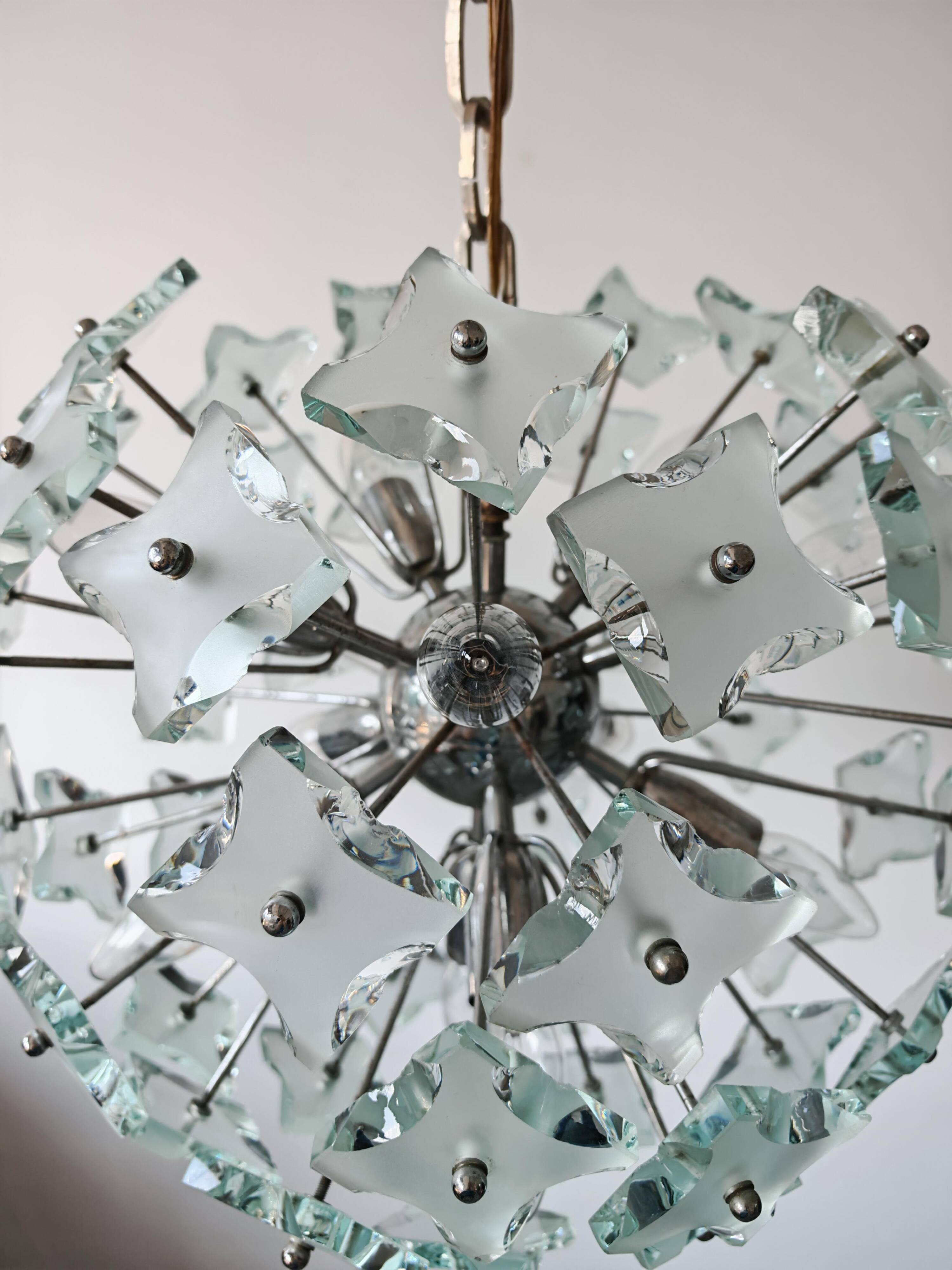 Suspension en verre de Murano "Dandelion" milieu du siècle par Zero Quattro années 1970