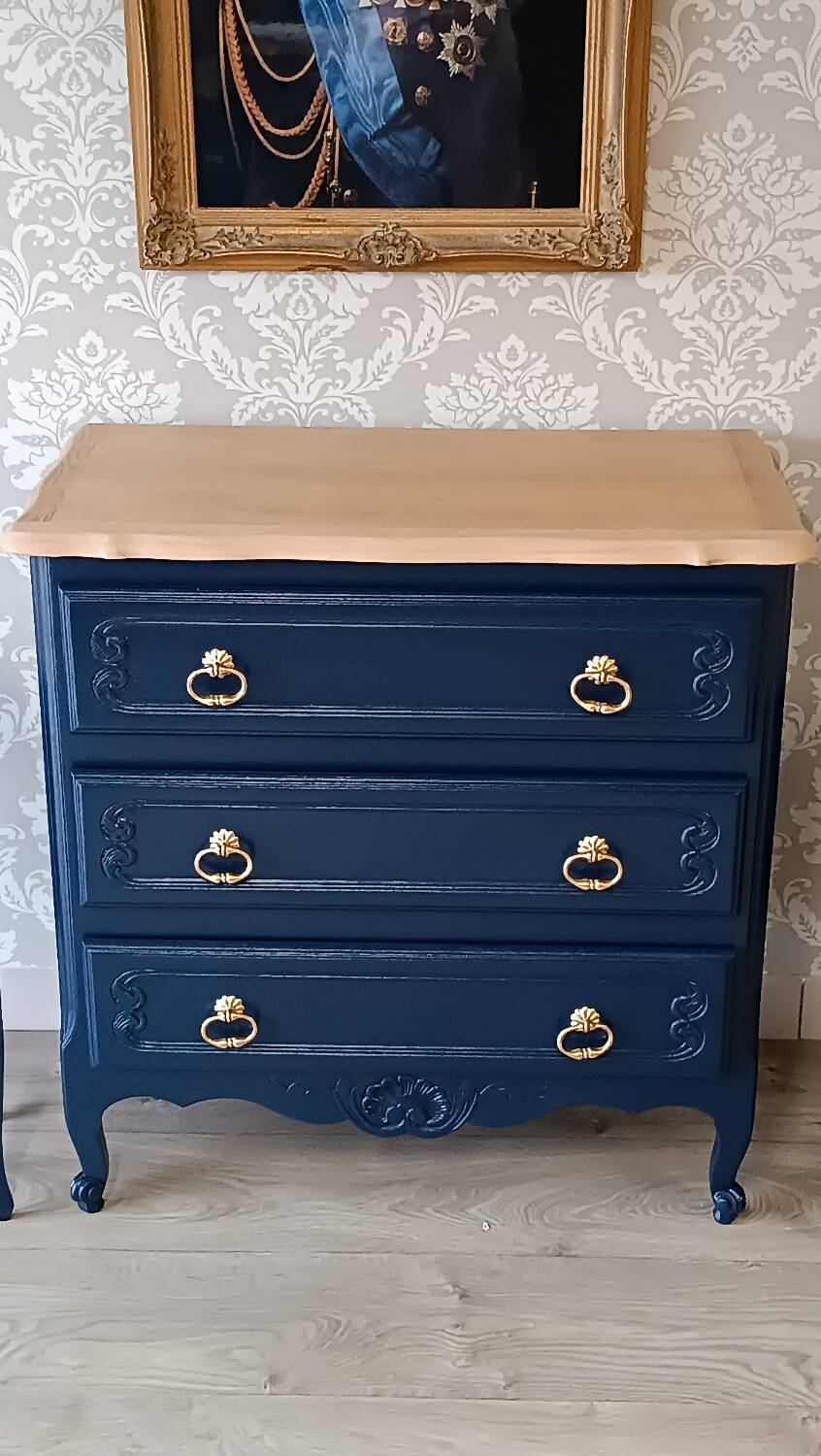 Louis XV style chest of drawers and bedside tables set