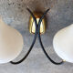 Pair vintage sconces, brass, steel and opaline 1950