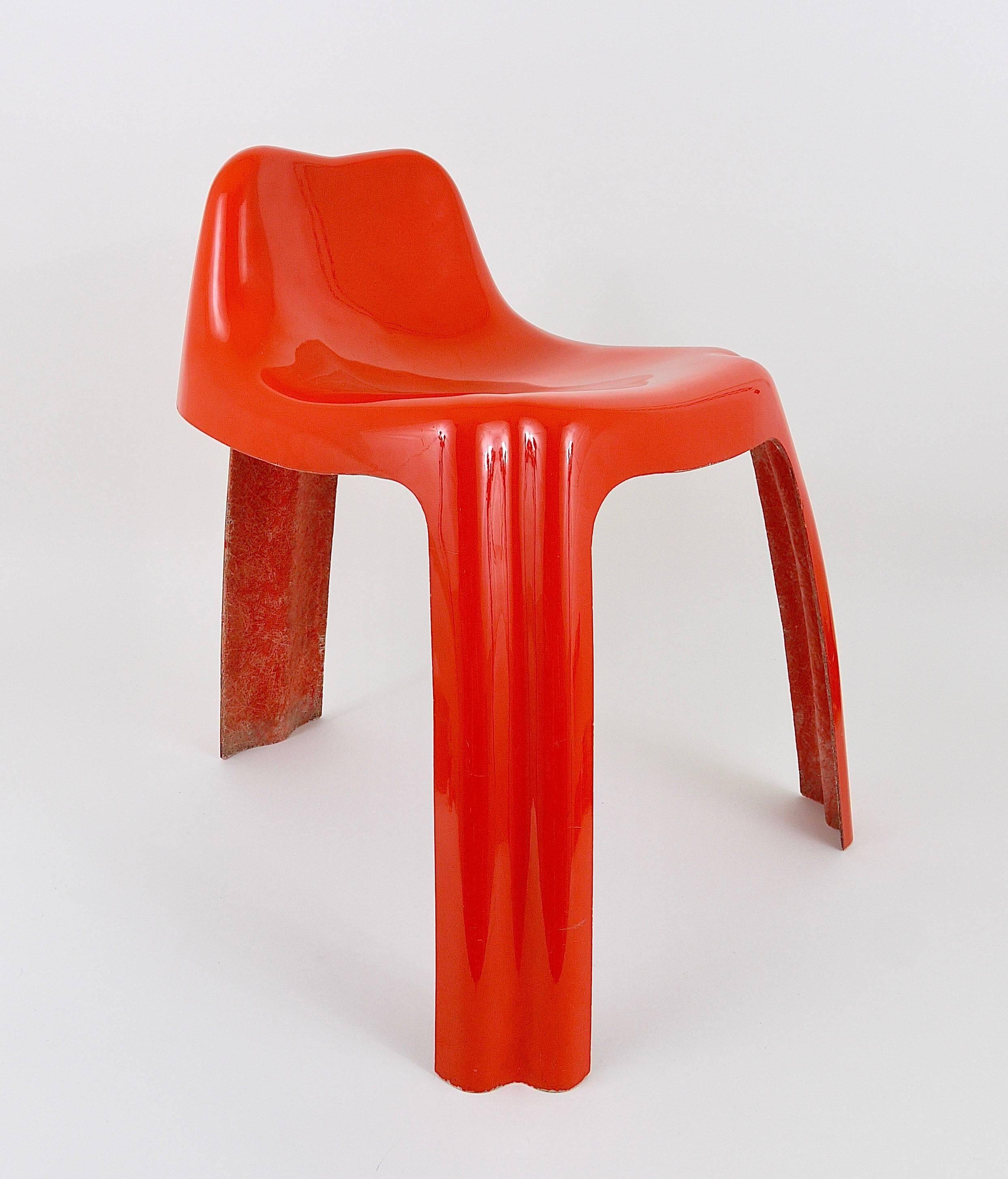 Chaise Patrick Gingembre Ginger Orange en Fibre de Verre Ginger, Paulus, France, années 1970