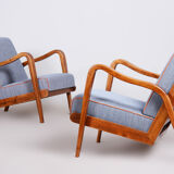 Pair of restored art deco armchairs designed by Jan Vanek, ash, czechia, 1940s
