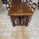 Large solid wood farmhouse table + 6 chairs – with 2 extensions – up to 3.06 m