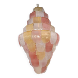 Contemporary Sanded Pink and Amber “Petals” Murano Glass Chandelier Style