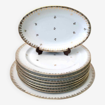 6 plates and 2 dishes in Limoges porcelain
