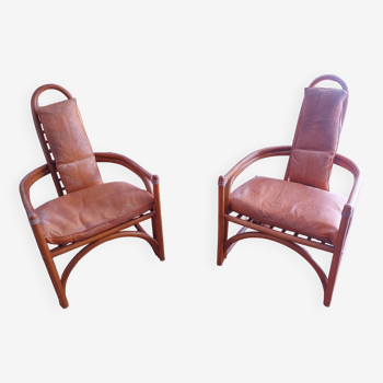 Set de deux fauteuils en bambou années 50 , 60'S