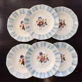 6 vintage Sarreguemines “Claude” soup plates - Earthenware with floral decoration