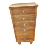 Chiffonnier vintage années 50 en chêne 6 tiroirs