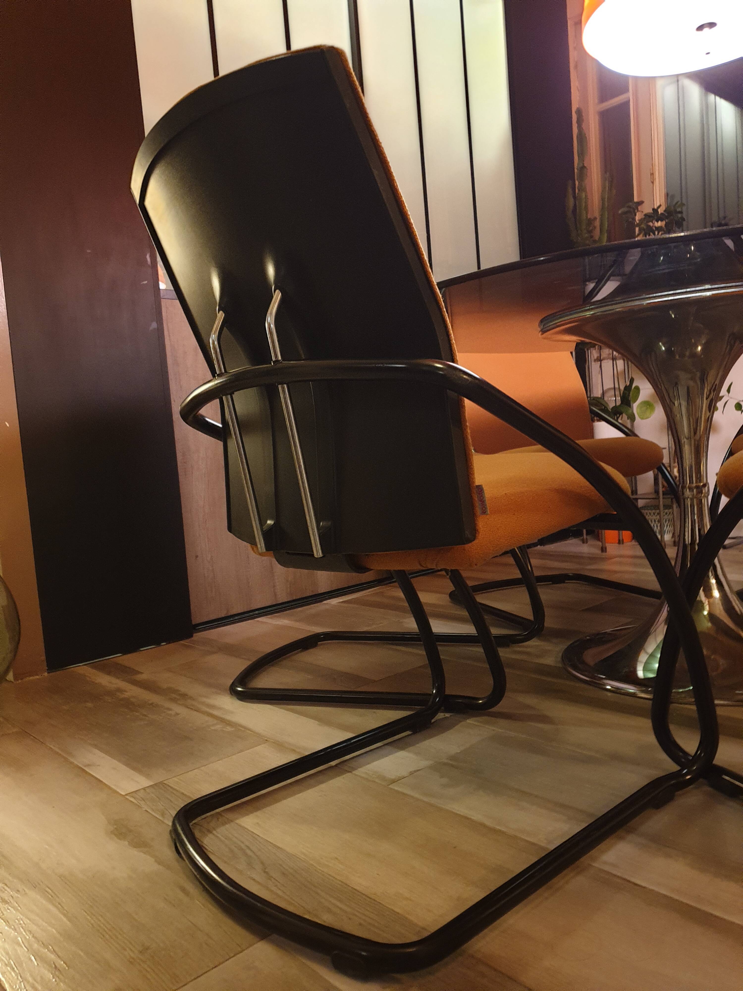 Comforto suite de 6 chaises conferences vintage 80