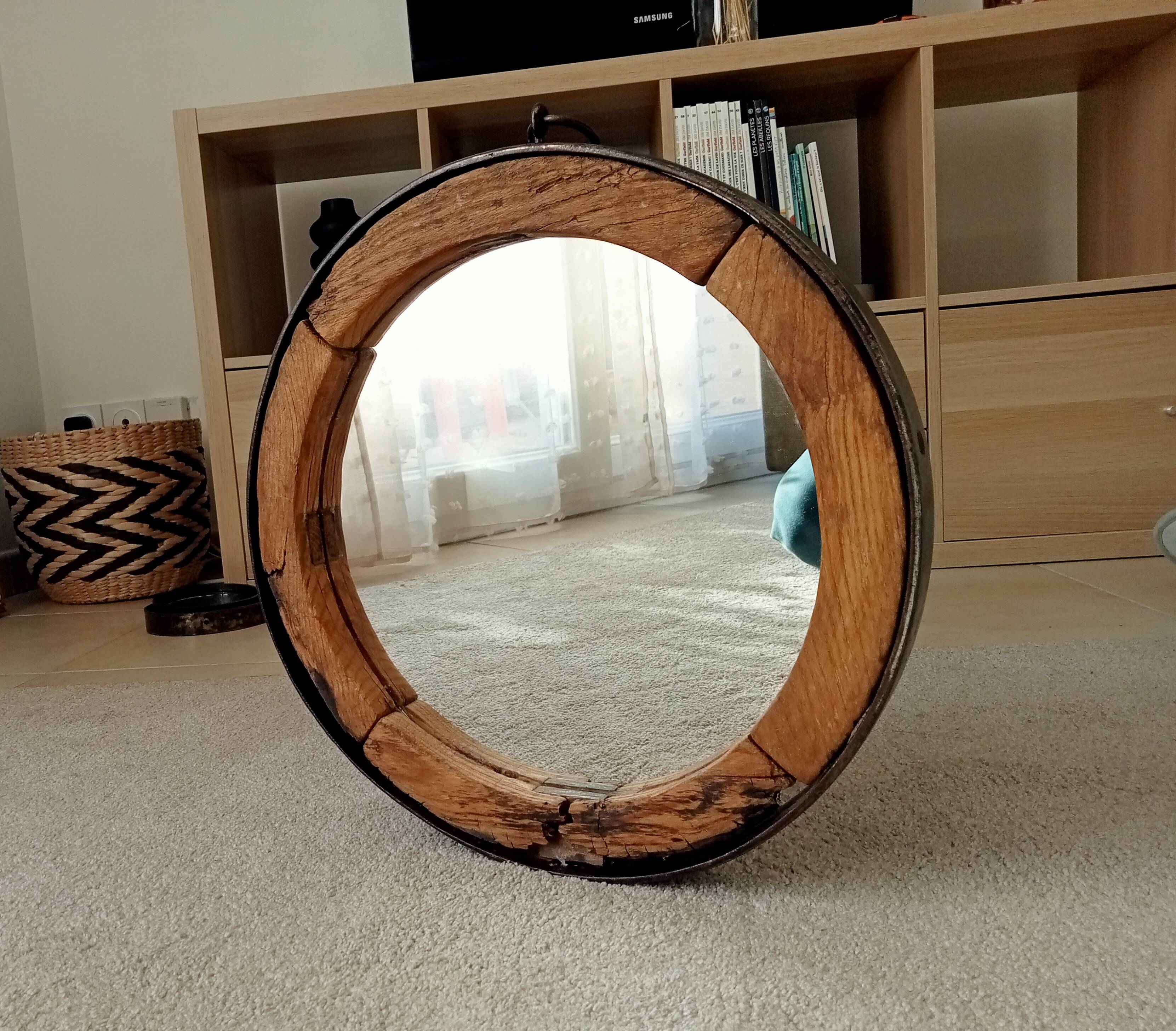 Miroir ancien brutaliste en fer forgé DLG Jean Touret