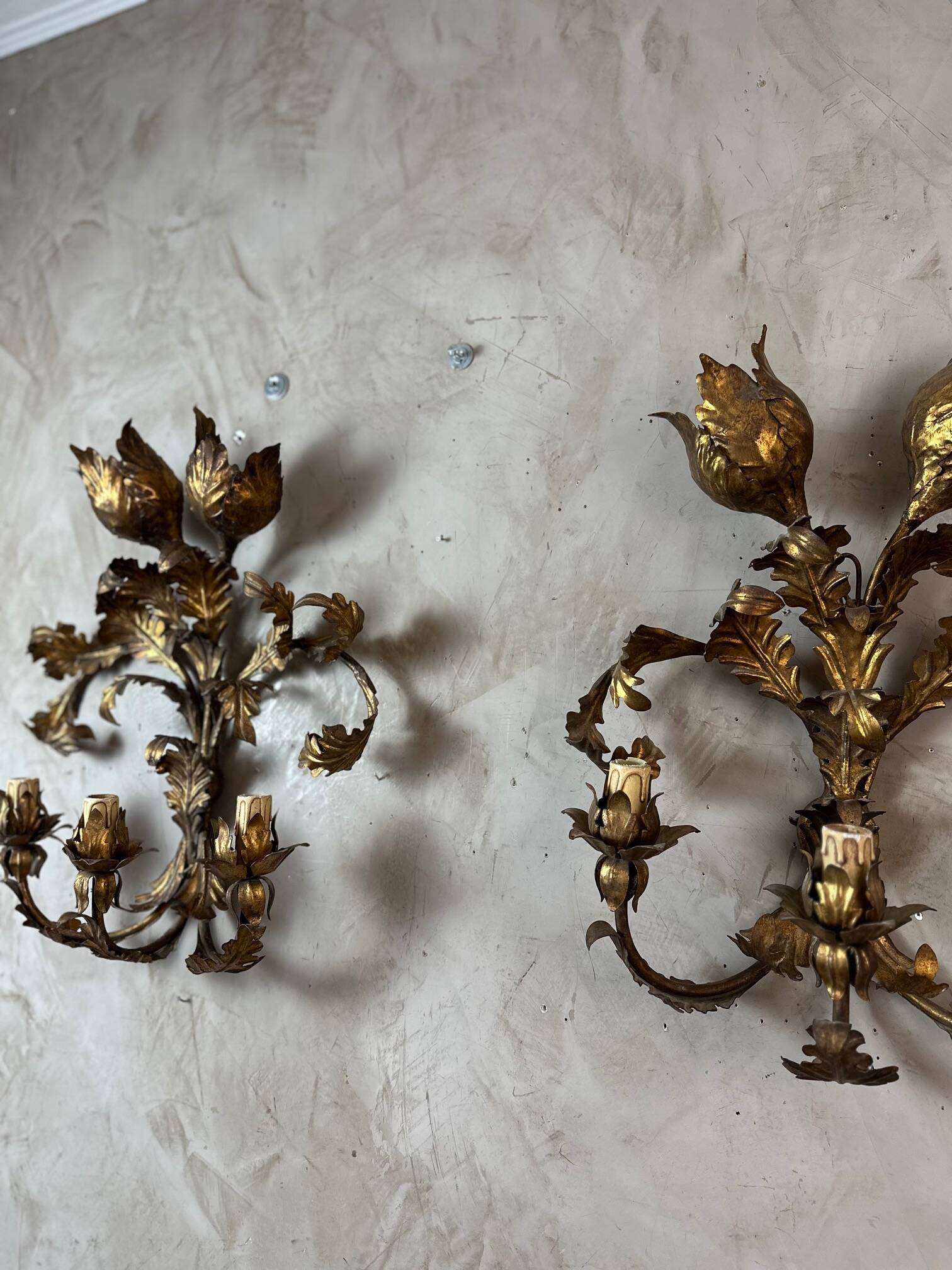 Pair of brass wall lights