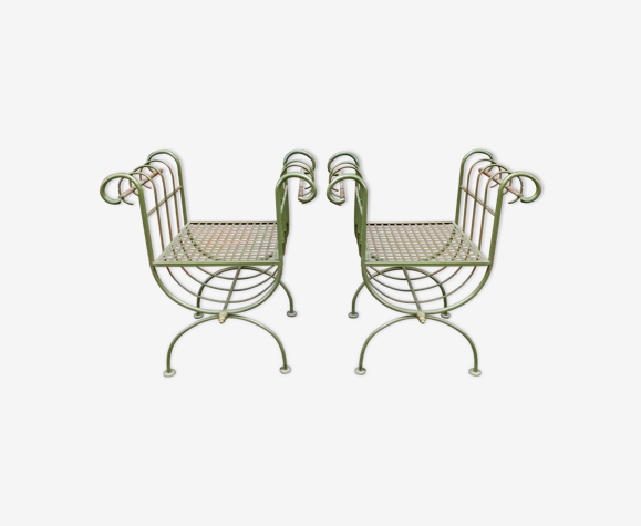 Paire de tabourets de jardin curule