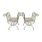 Pair of curule garden stools