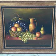 Oil on canvas: still life with fruit