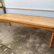 Large farmhouse dining room table 250cm in solid pine turned legs 1990