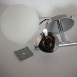 Pair of sconces with an opaline globe and chrome structure from the 1970s