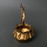 Golden metal basket Napoleon III 19th century foliage decoration religious medallion