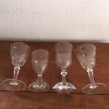 Four mismatched stemware