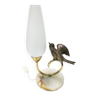 1940-50 perched bird lamp, alabaster, brass and regula