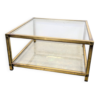 Brass and glass coffee table