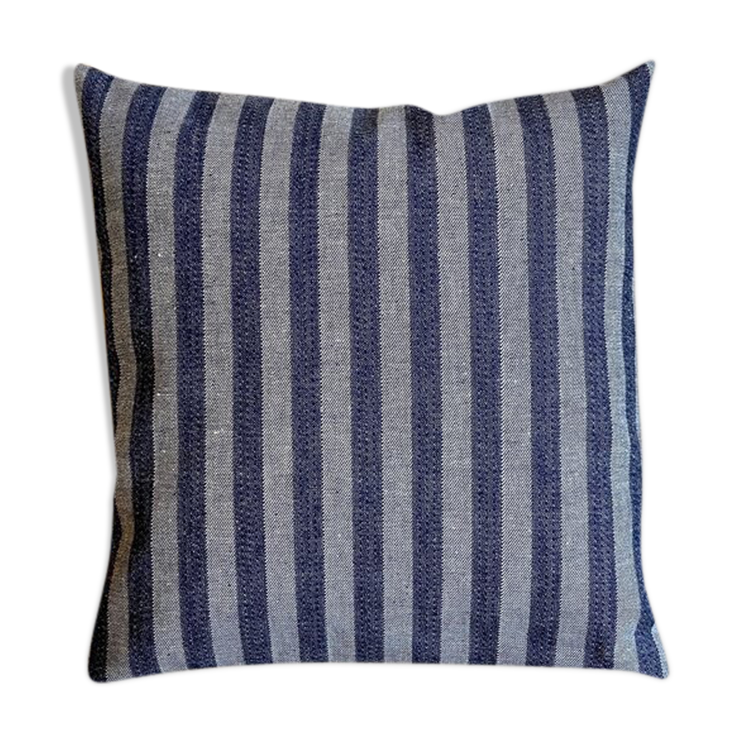 Striped denim cushion 40 cm