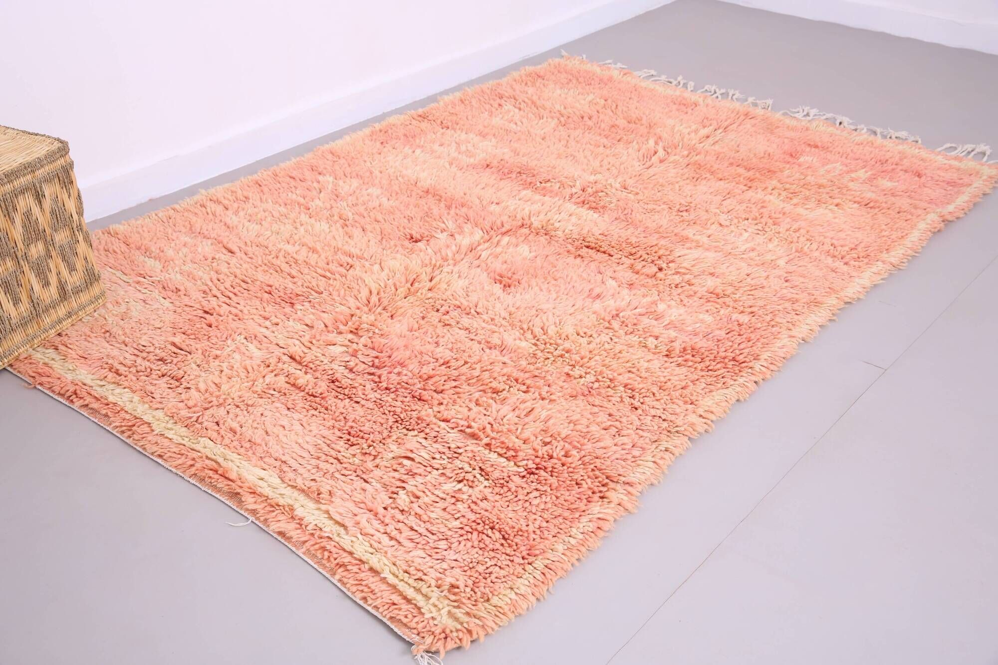 Peach Handmade Moroccan Rug 167 x 250 cm - Vintage Berber Rug - Wool Rug