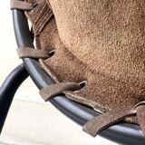 Designer armchair in brown suede circle ballon by Lusch & Co, Germany 1970s