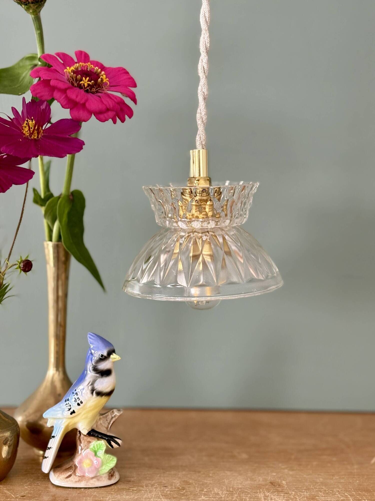 Vintage glass pendant light - tableware collection (UD1)