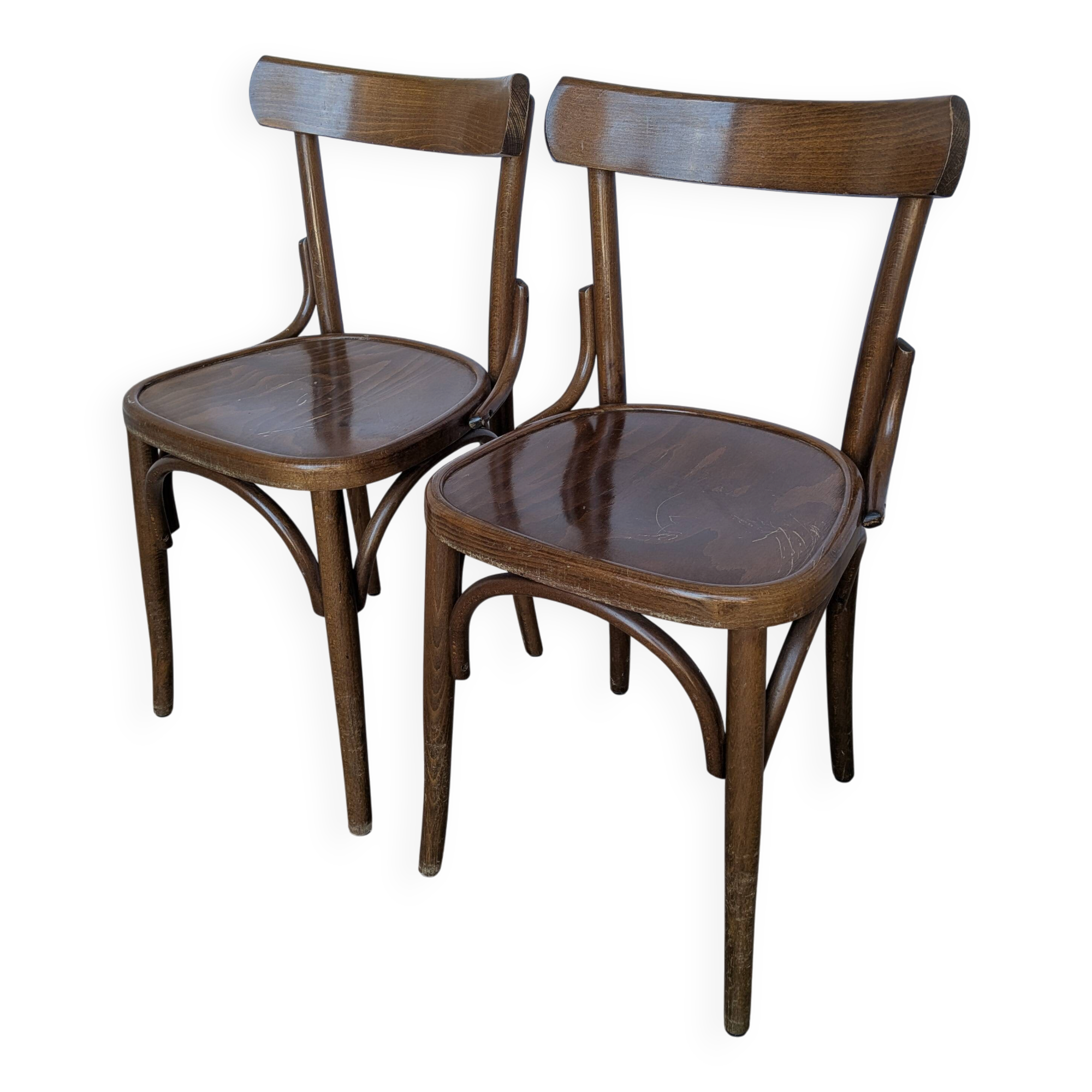 Set of 2 Vintage Wooden Dining Chair: Mid-Century Bistro Style, Yugoslavia
