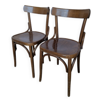 Set of 2 Vintage Wooden Dining Chair: Mid-Century Bistro Style, Yugoslavia