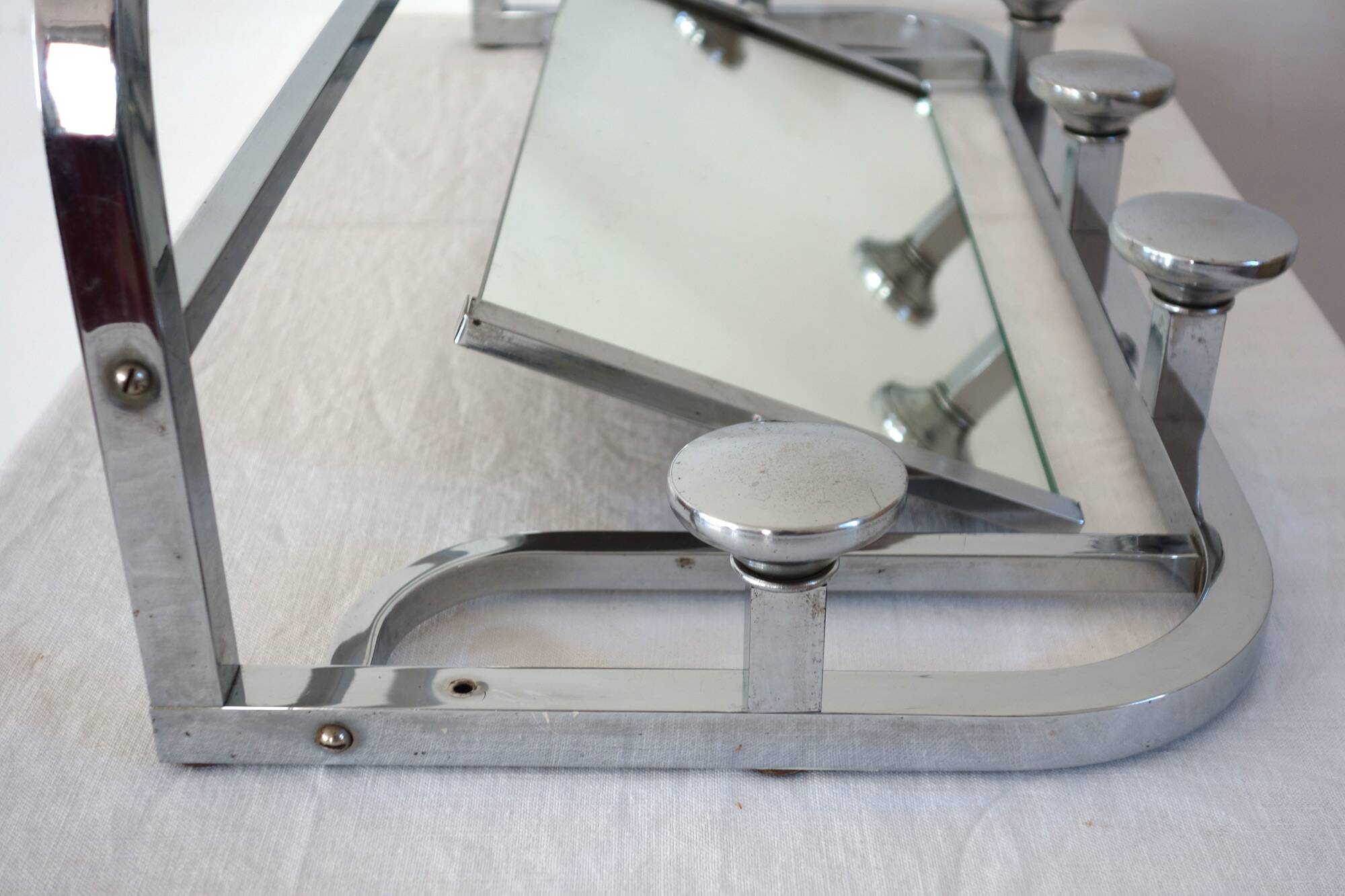 Chrome metal wall coat rack 1930s France