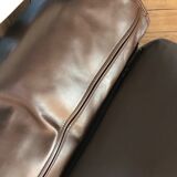 Set of 2 metal and brown leather armchairs Julie Prisca
