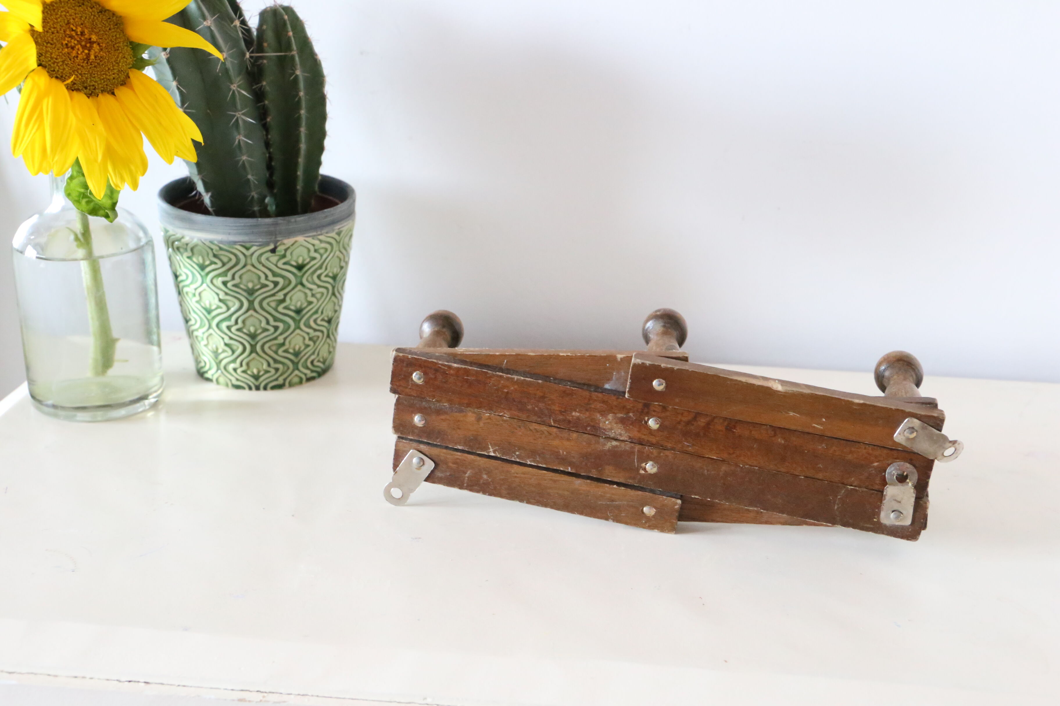 Vintage coat rack, wood, accordion
