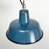 Suspension industrielle en émail bleu, années 1960