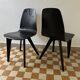 90s designer chairs in lacquered curved wood (X2)