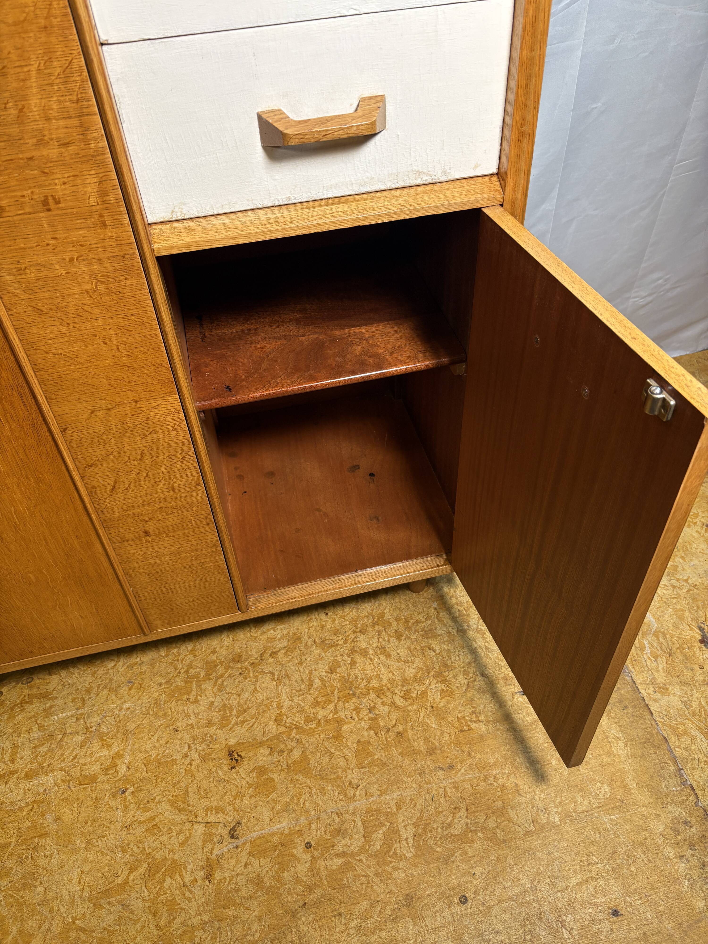 Rare Vintage G-Plan E. Gomme Oak Compactum Gentleman’s Wardrobe c.1950–1960