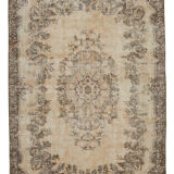 Tapis beige turc noué à la main des années 1980 204 cm x 310 cm