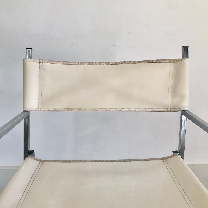 Folding chair chrome metal and imitation leather