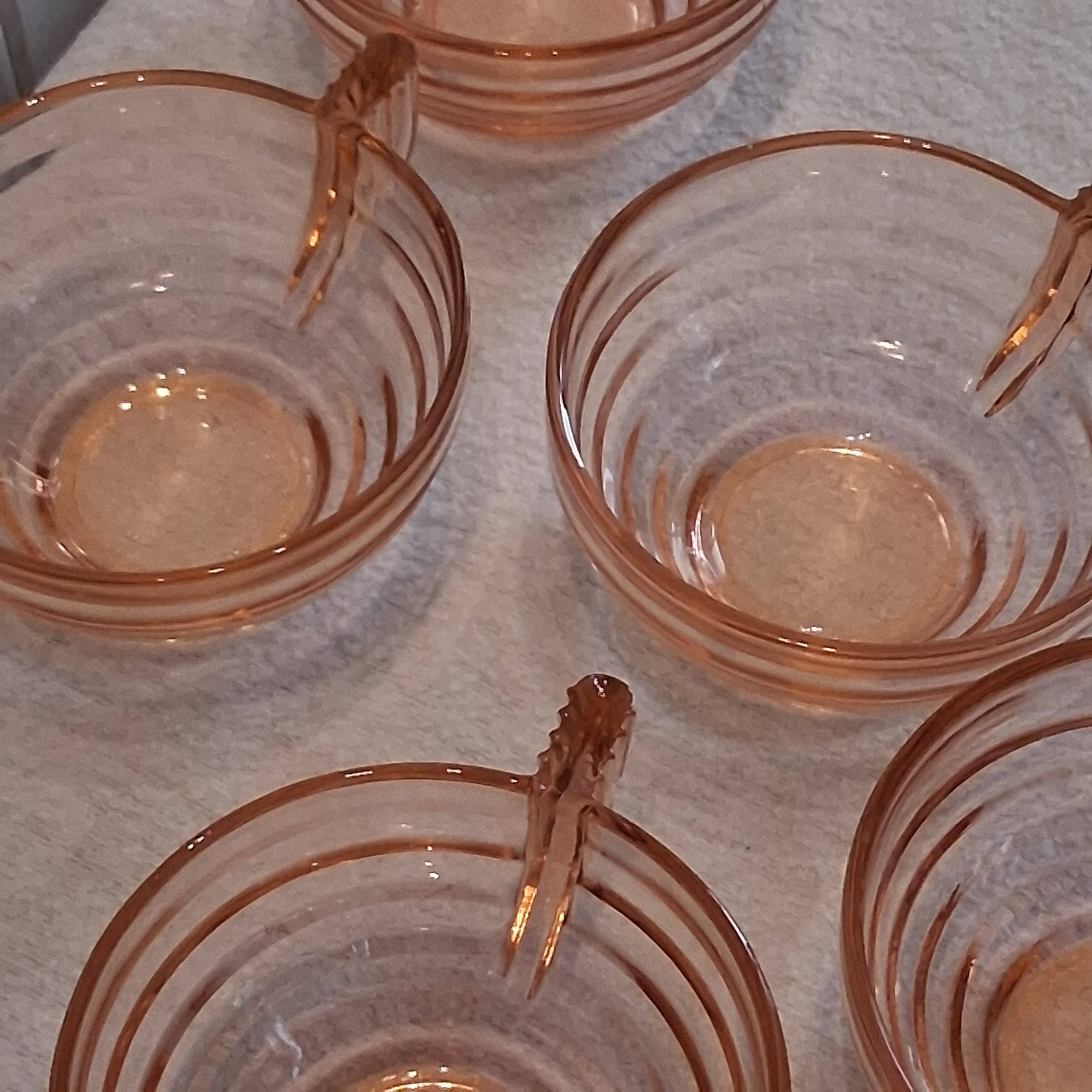 Set of 6 pink glass cups in very good condition.