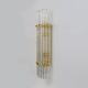 Pair of Venini Style Mid-Century Brass and Murano Glass "Triedri" Sconces