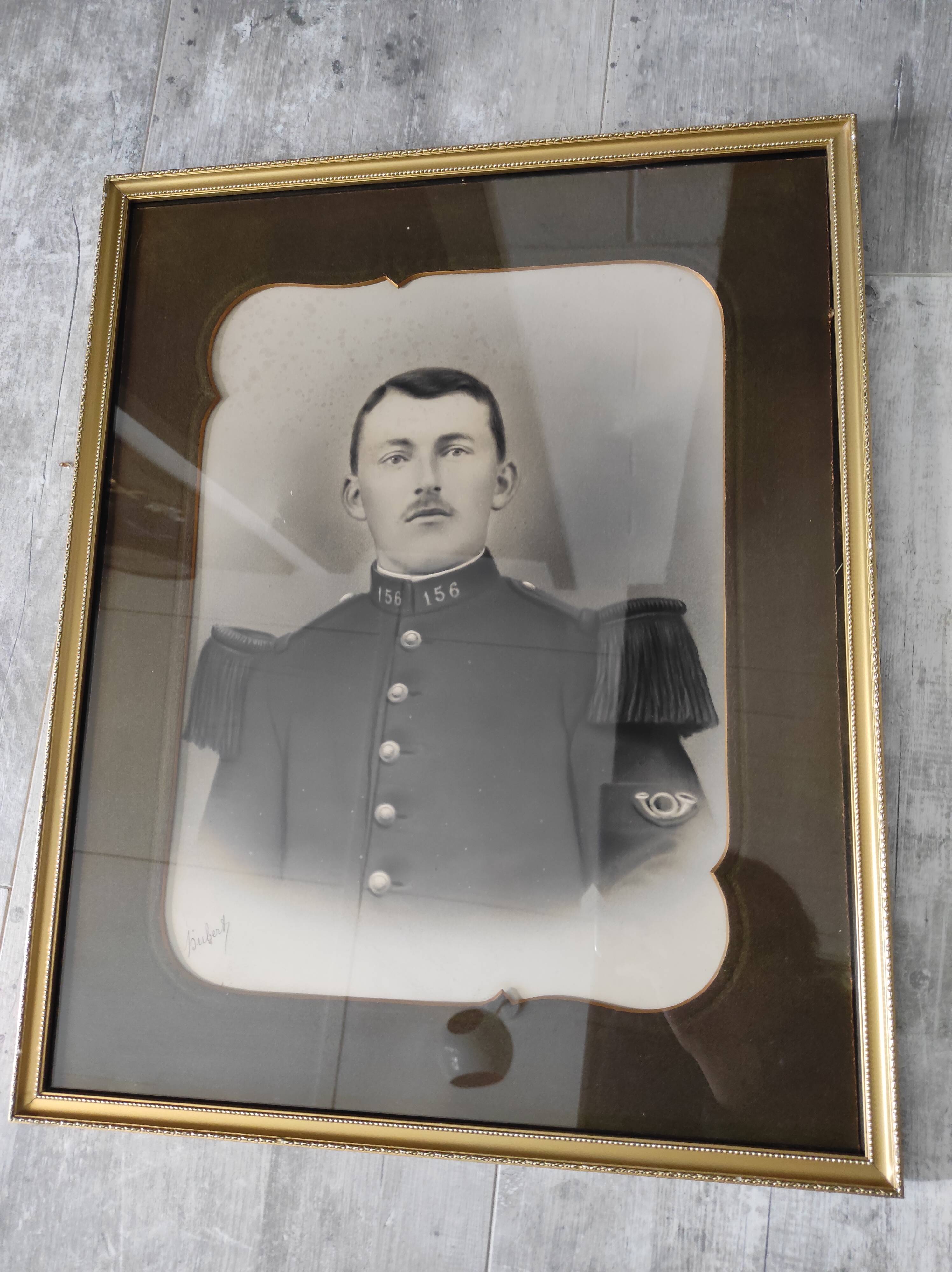 Old military photo soldier in uniform 156th Infantry Regiment WW1