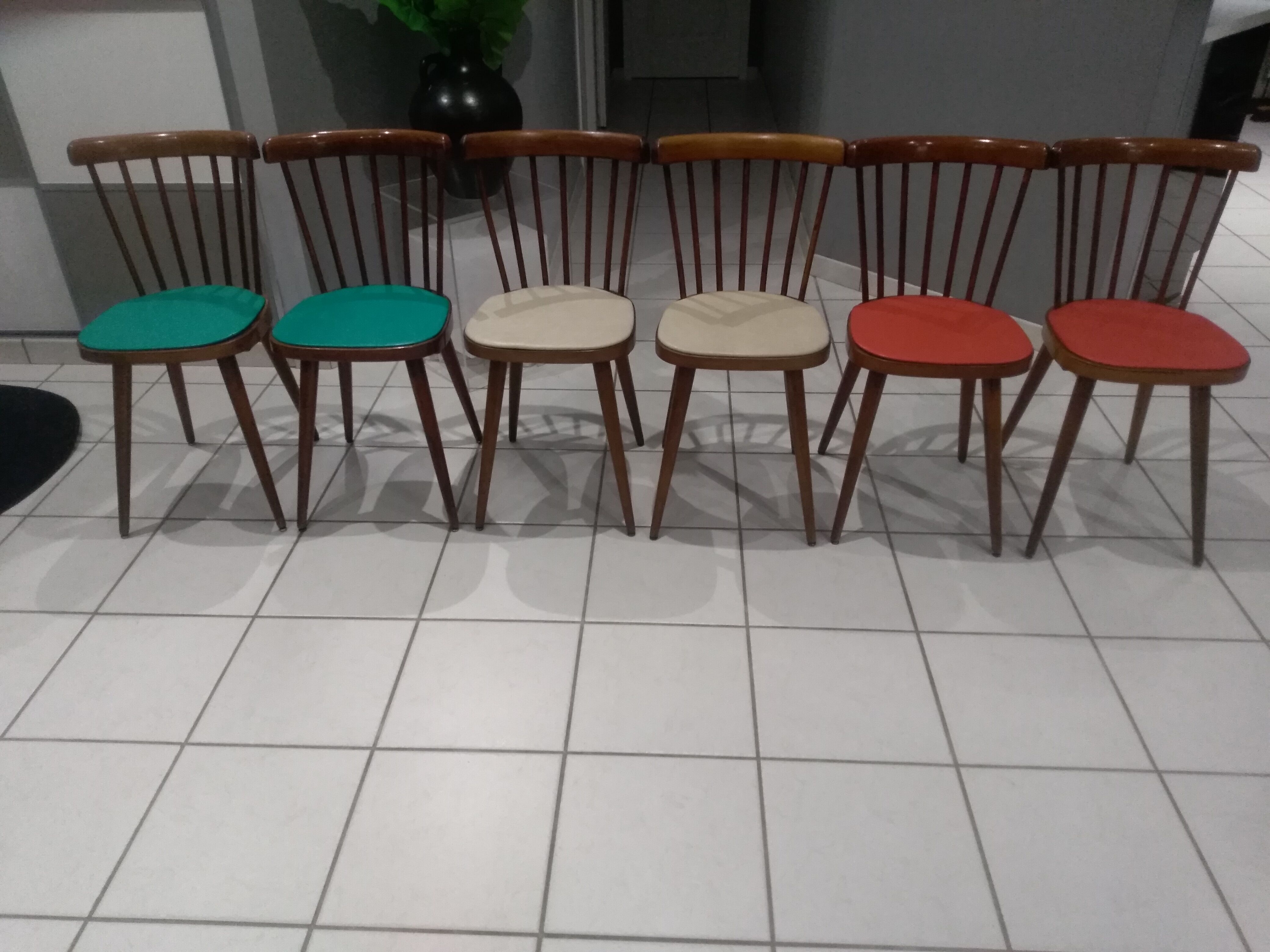 Suite of 6 chairs by bistrot baumann model 740v 1960s