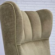 1960s, Danish highback armchair, furniture velour, oak wood.
