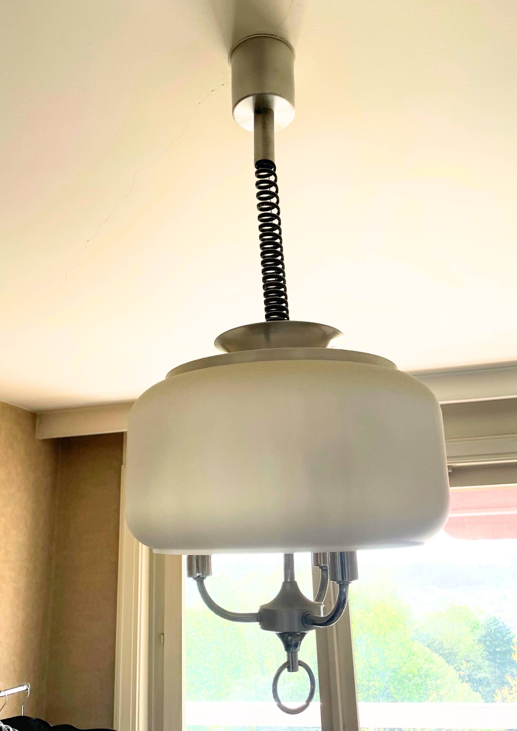 Adjustable suspension, metal and glass, circa 1960