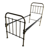 Vintage yellow gold brass divan, single bed from the 1960s, France / Czech Republic.