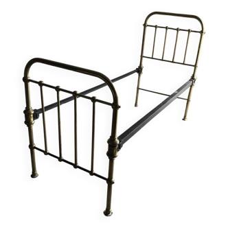 Vintage yellow gold brass divan, single bed from the 1960s, France / Czech Republic.