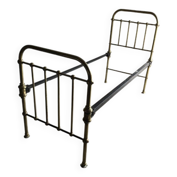 Divan vintage en laiton doré, lit simple des années 1960, France / République tchèque.