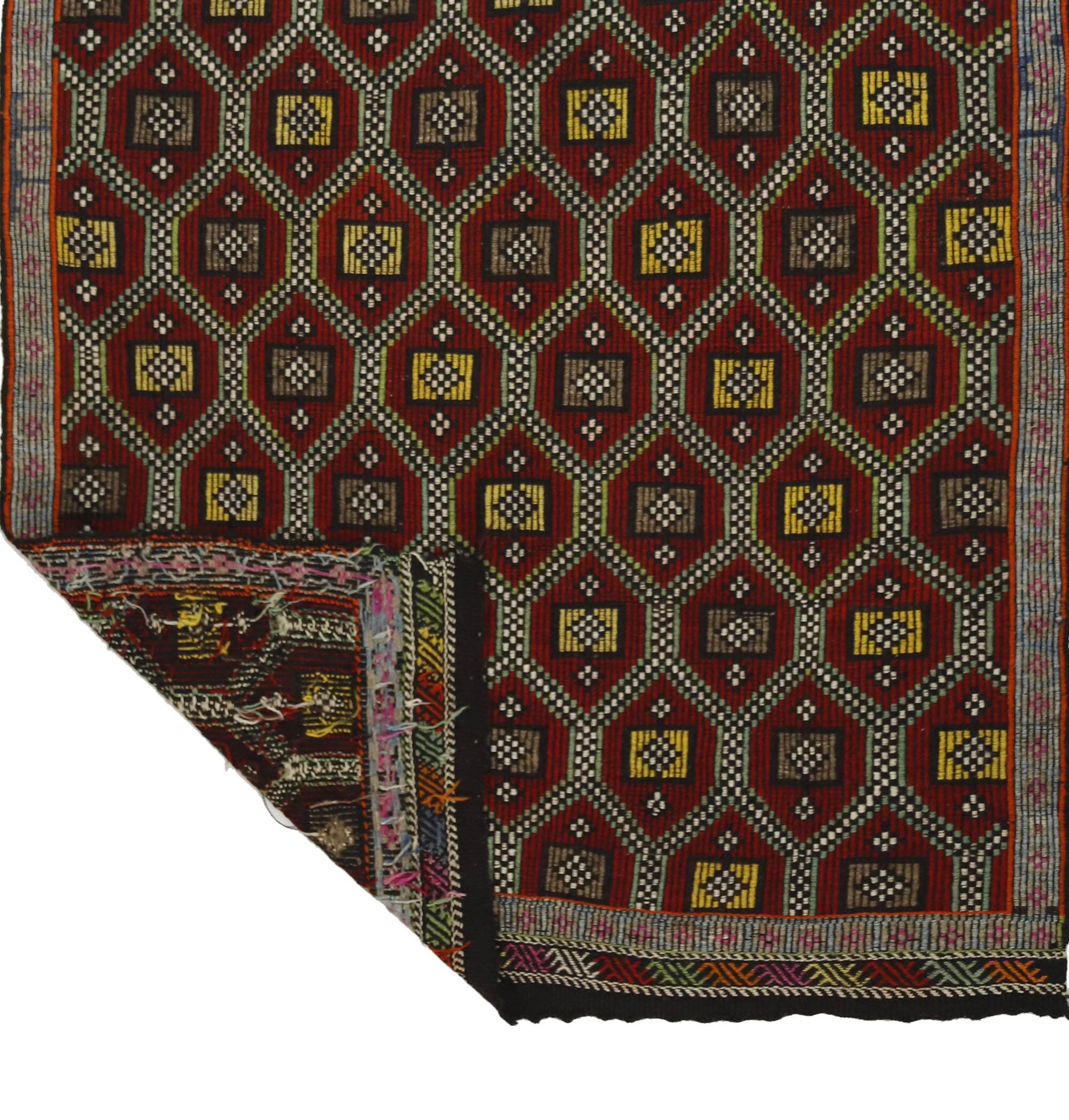 Area kilim rug ,vintage wool turkish handknotted kilim, 270 cmx 160 cm rug