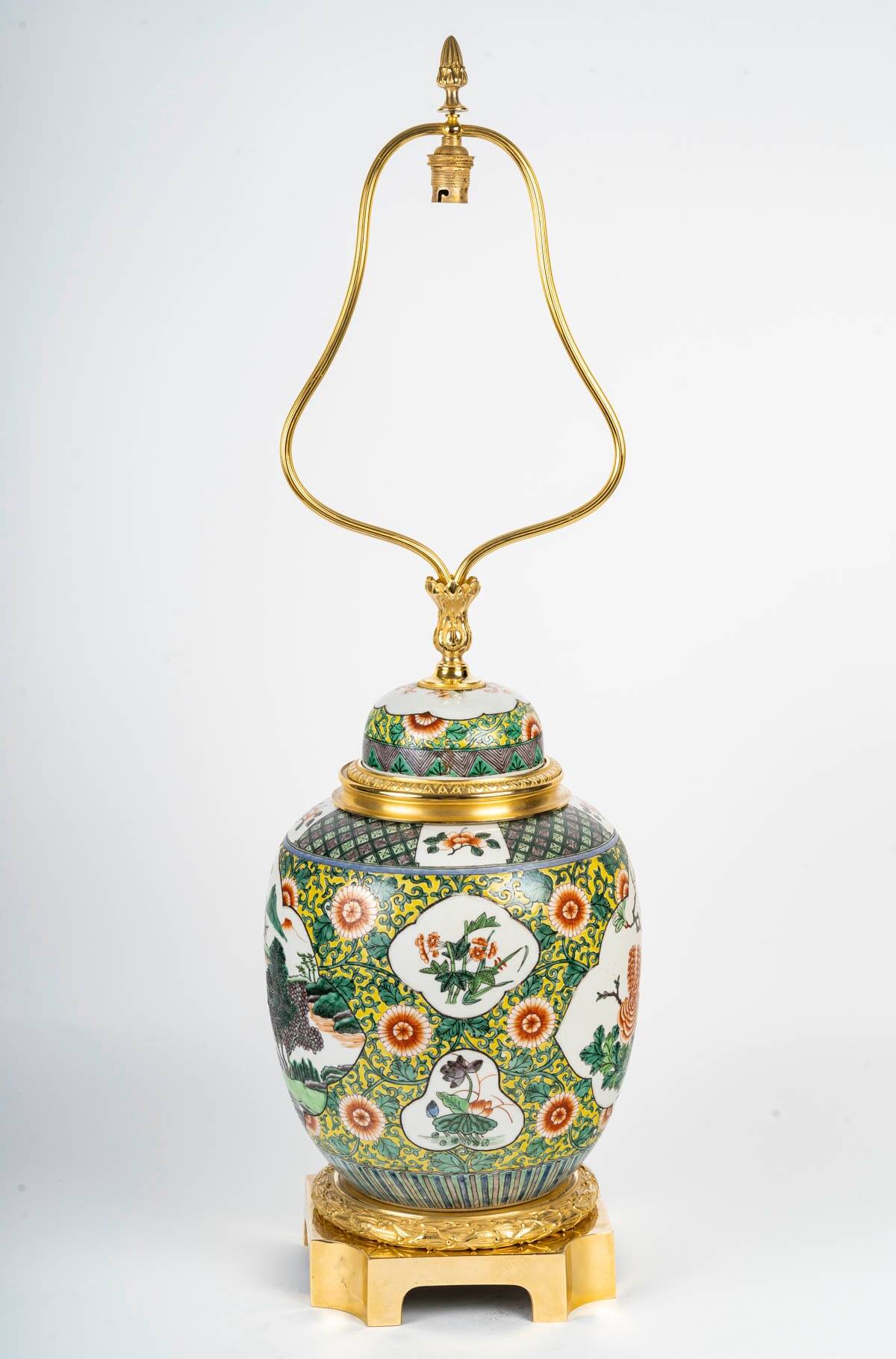 Samson Porcelain Lamp in Chinese Style, 19th Century